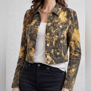 Bianca Nygård Abstract Print Cropped Jacket Size 10